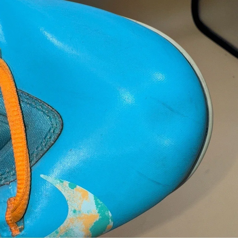 Nike‎ KD 5 Easter Turquoise Blue and Citrus Orange High-Sneakers, Men's 14, GUC